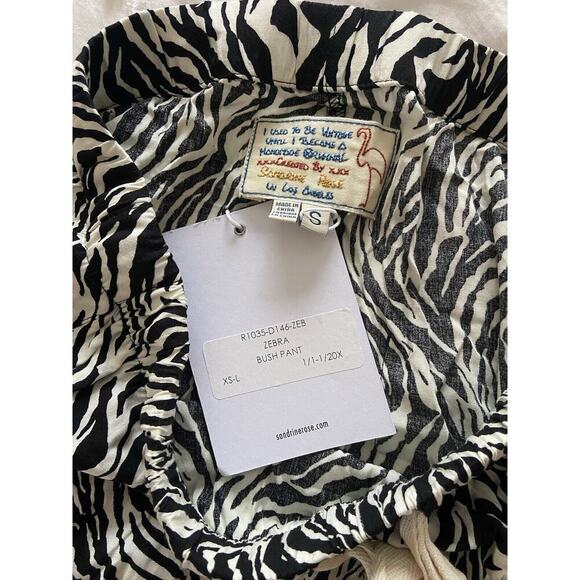 Free People Sandrine Rose Zebra Bush Pant NWT small Drawstring Pockets - Picture 3 of 6